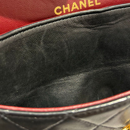 Chanel 1991-1994 Black Lambskin Small Classic Double Flap Shoulder Bag