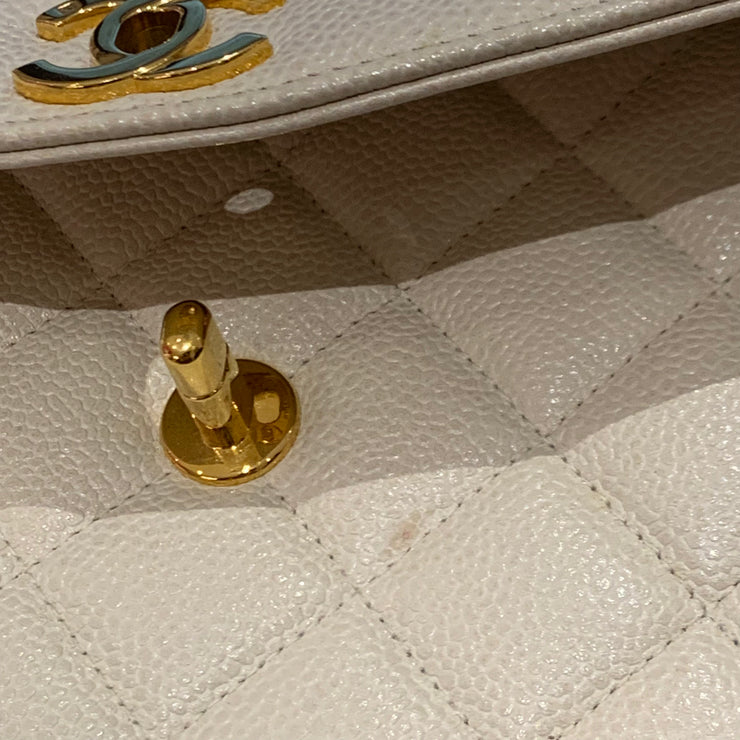 CHANEL * 1996-1997 Tall Diana Flap Medium Ivory Caviar
