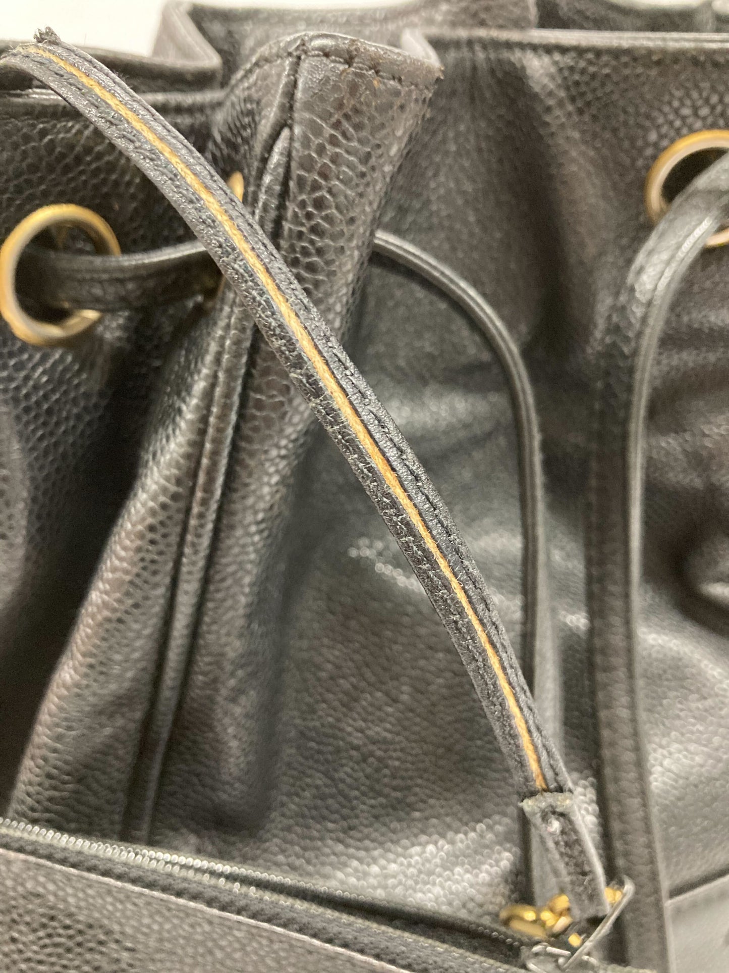 Chanel Black Caviar Skin Triple CC Bucket Shoulder Bag