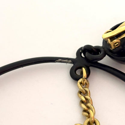 Chanel Gold Black Hoop Dangle Perfume Bottle Earrings Clip-On 94C