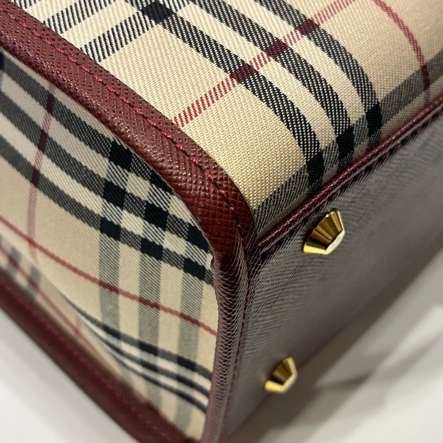 Burberry Beige Canvas Burberry Check Handbag