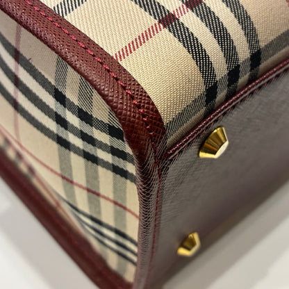 Burberry Beige Canvas Burberry Check Handbag