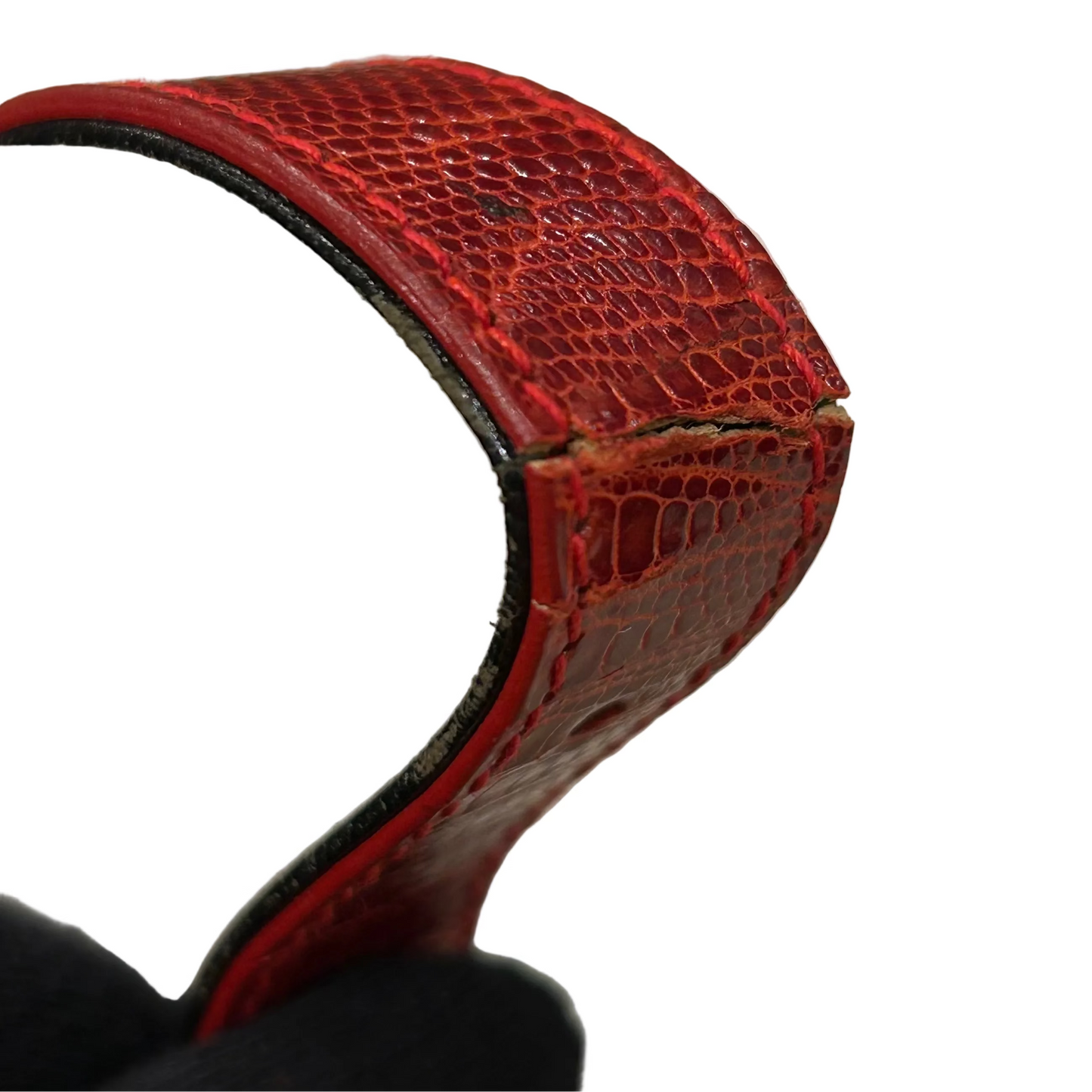 Fendi * Black Lizard Sequins Baguette Handbag