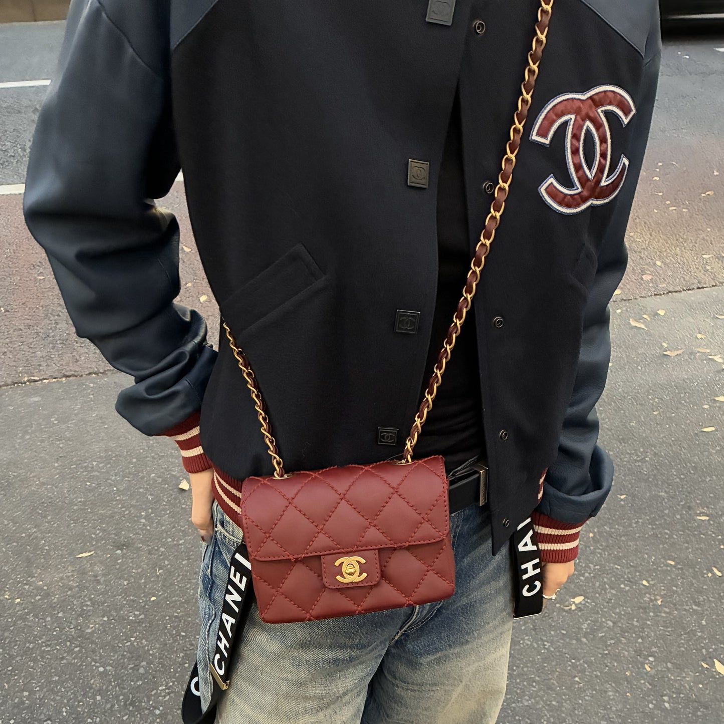 Chanel 2003-2004 Red Calfskin Wild Stitch Mini Classic Square Flap Bag