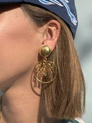 Chanel Dangle Hoop Earrings Gold