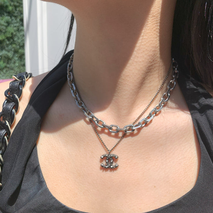 Chanel CC Chain Necklace Black 03P