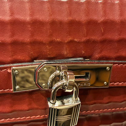 Hermes 2003 Rouge H Ever Deutch Waffle Kelly 32 Sellier 2way Shoulder Handbag