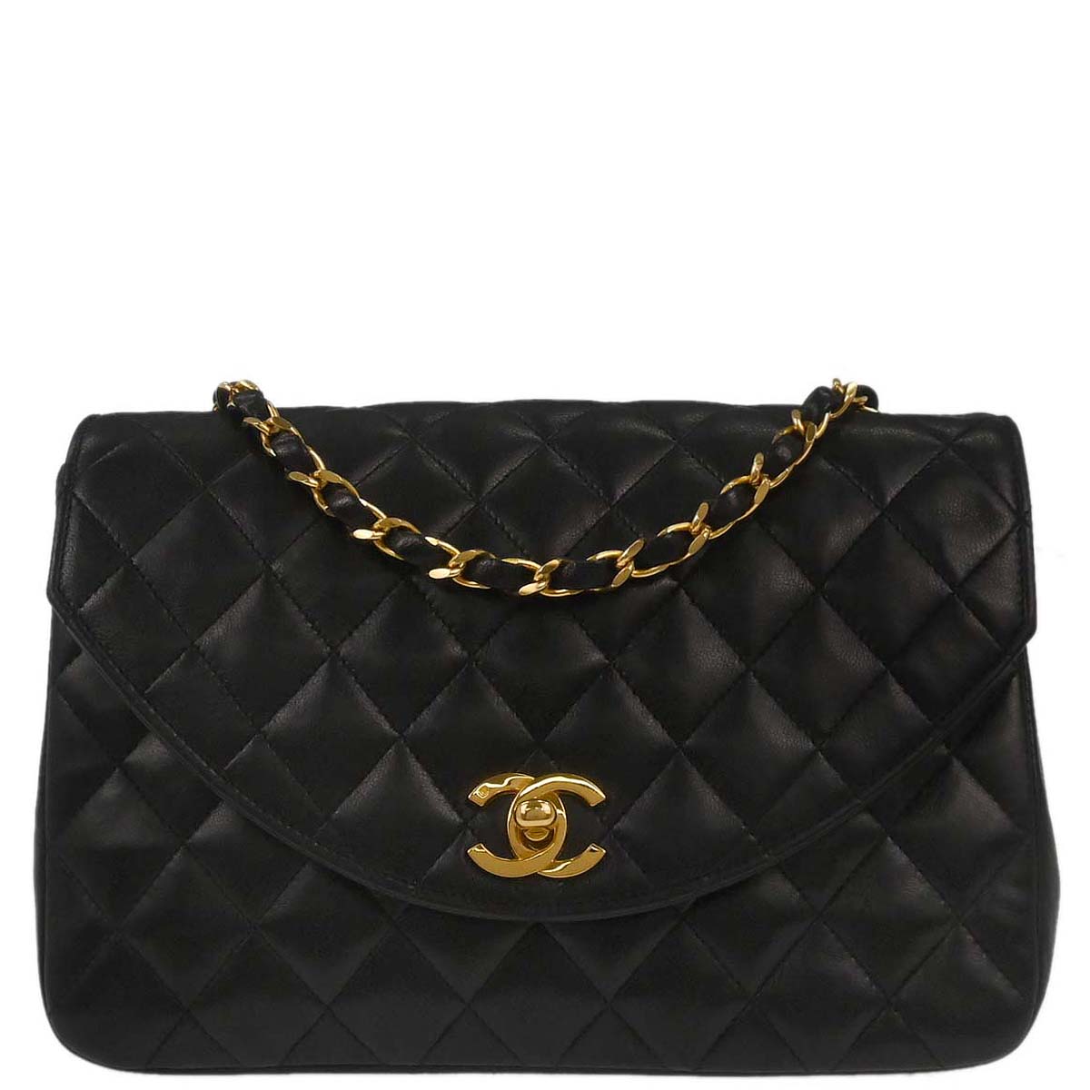 Chanel 1986-1988 Black Lambskin Shoulder Bag