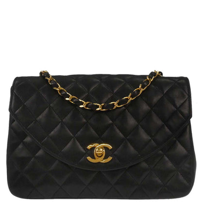 Chanel 1986-1988 Black Lambskin Shoulder Bag