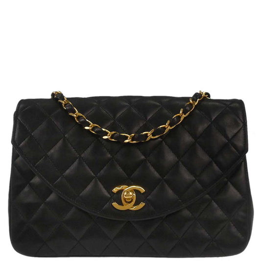 Chanel 1986-1988 Black Lambskin Shoulder Bag