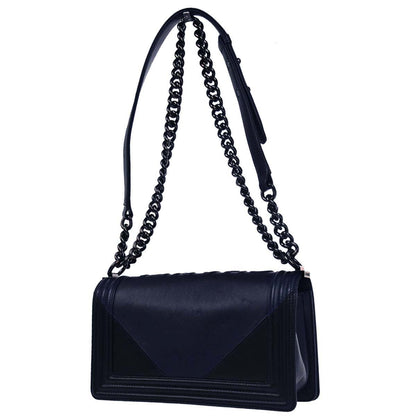 Boy Chanel Navy Black Lambskin Medium Shoulder Bag