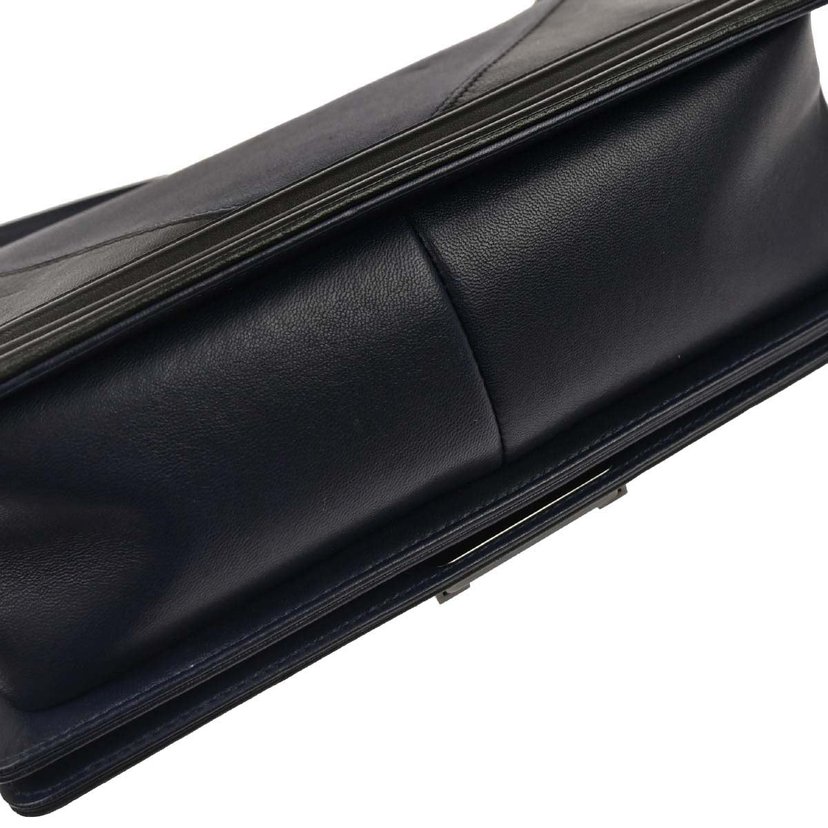 Boy Chanel Navy Black Lambskin Medium Shoulder Bag