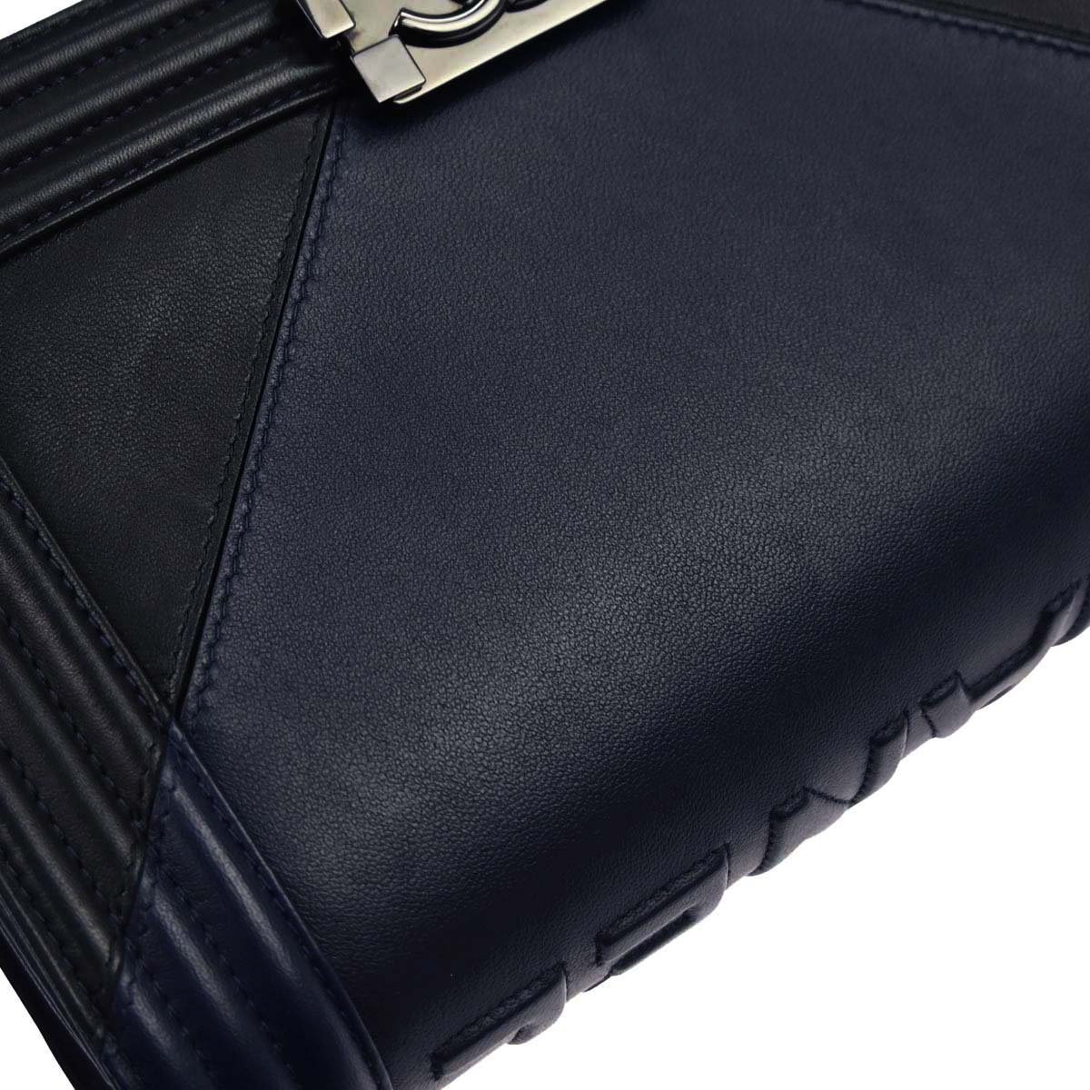 Boy Chanel Navy Black Lambskin Medium Shoulder Bag