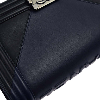 Boy Chanel Navy Black Lambskin Medium Shoulder Bag