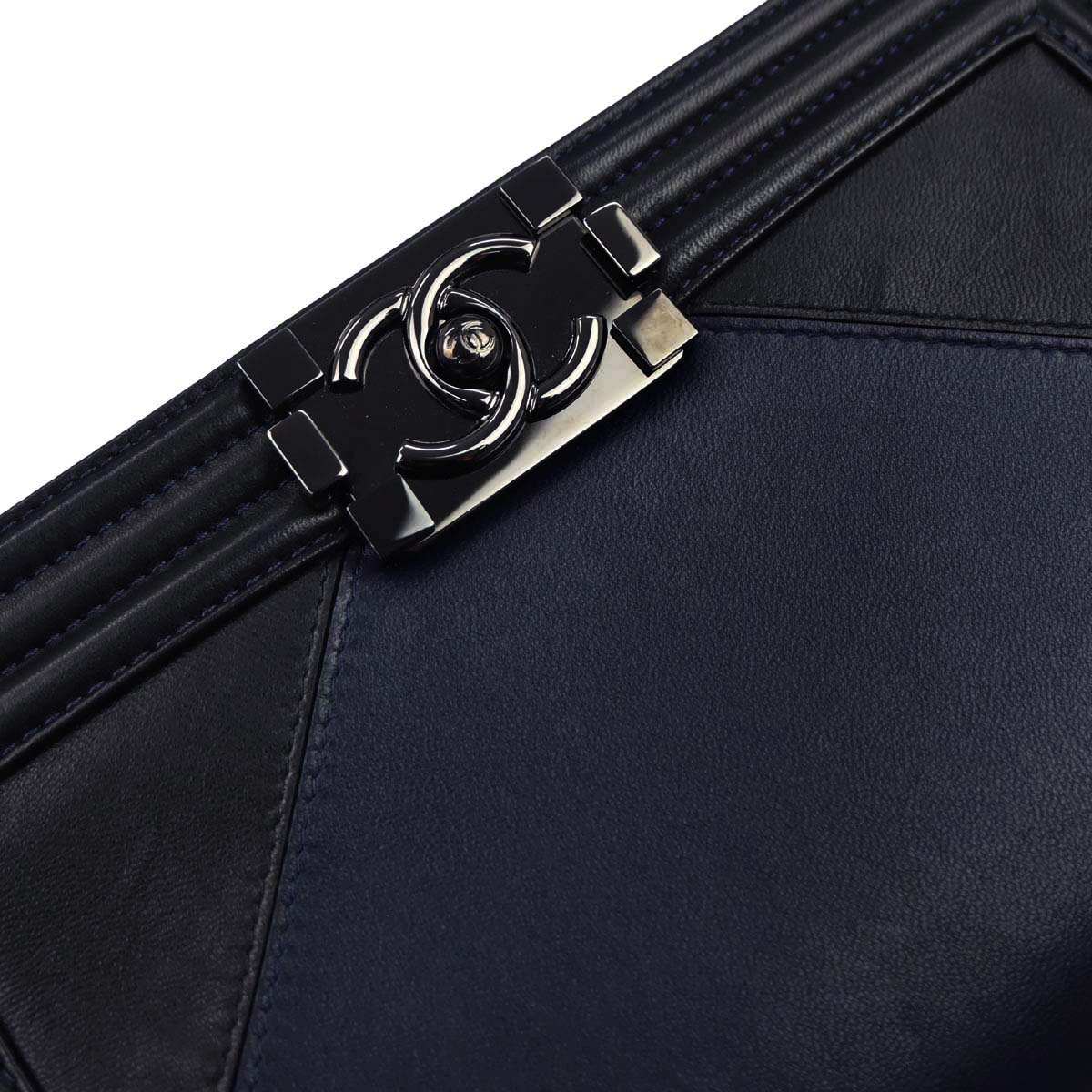 Boy Chanel Navy Black Lambskin Medium Shoulder Bag