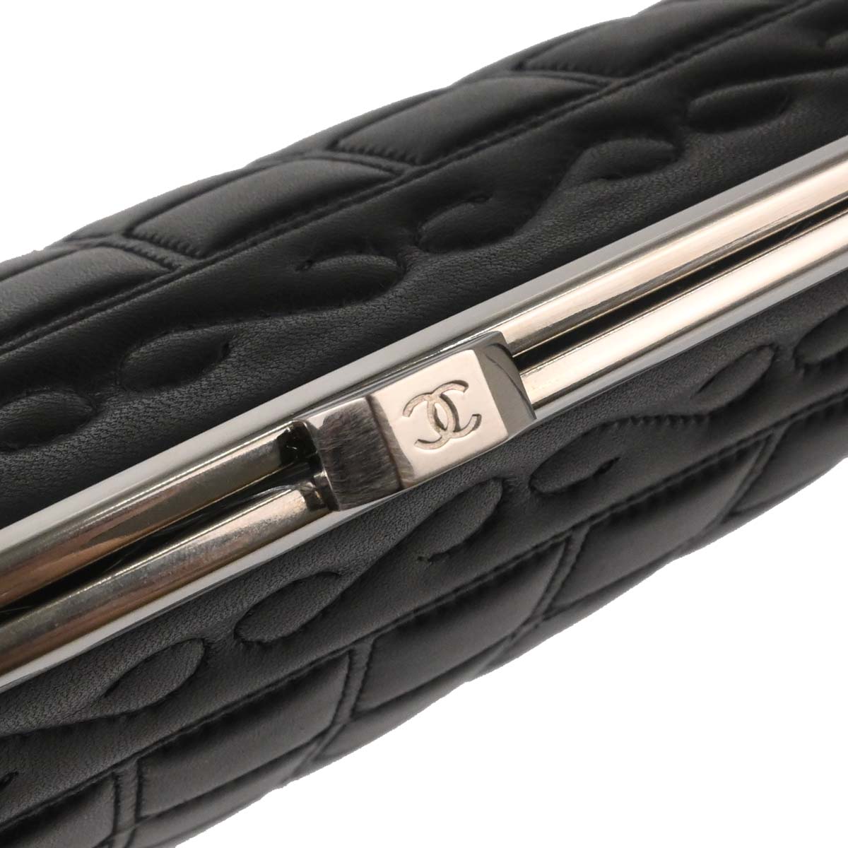 Chanel Black Lambskin Choco Bar Clutch Bag