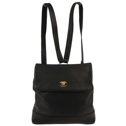 Chanel 1996-1997 Black Caviar Skin Triple CC Backpack
