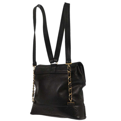 Chanel 1996-1997 Black Caviar Skin Triple CC Backpack