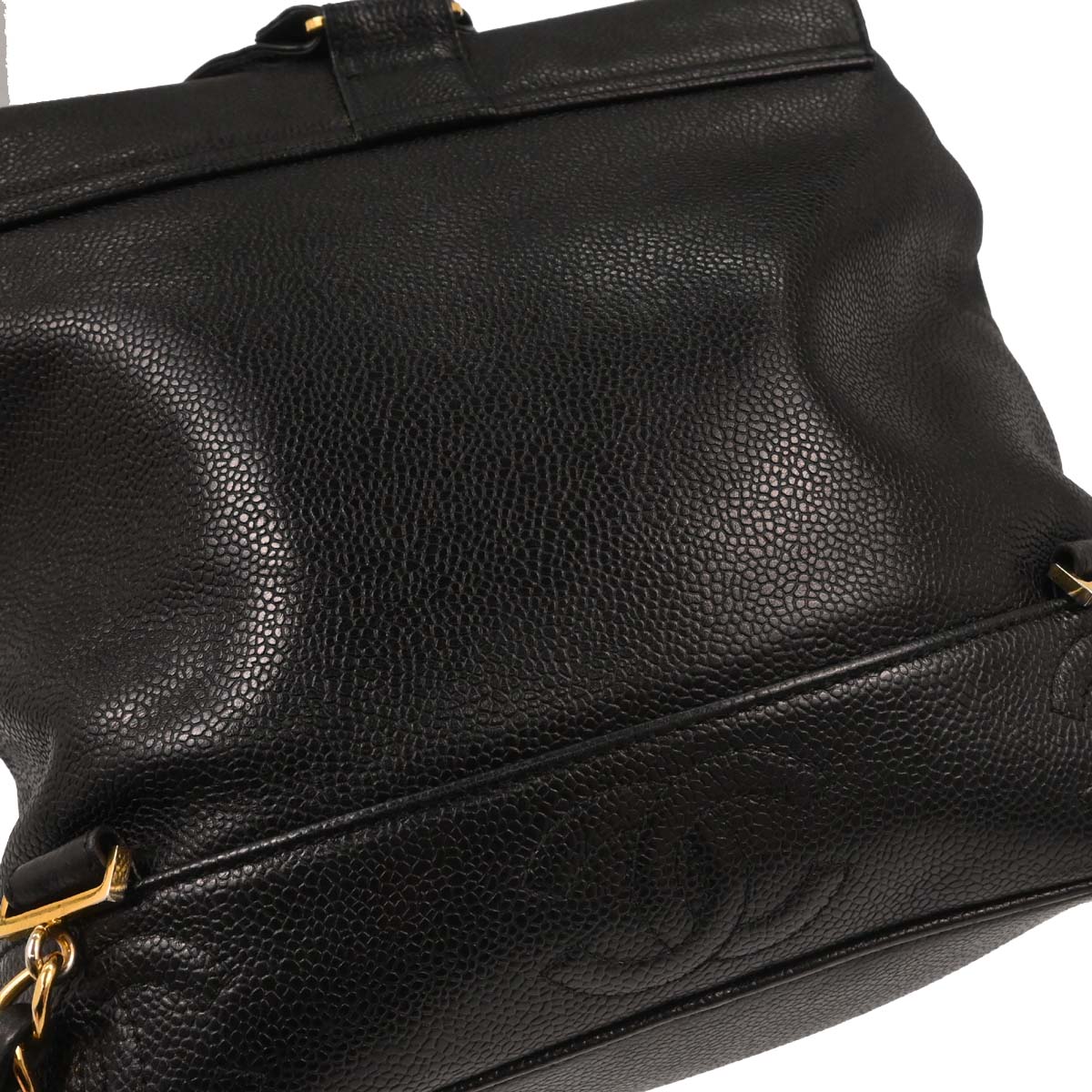 Chanel 1996-1997 Black Caviar Skin Triple CC Backpack
