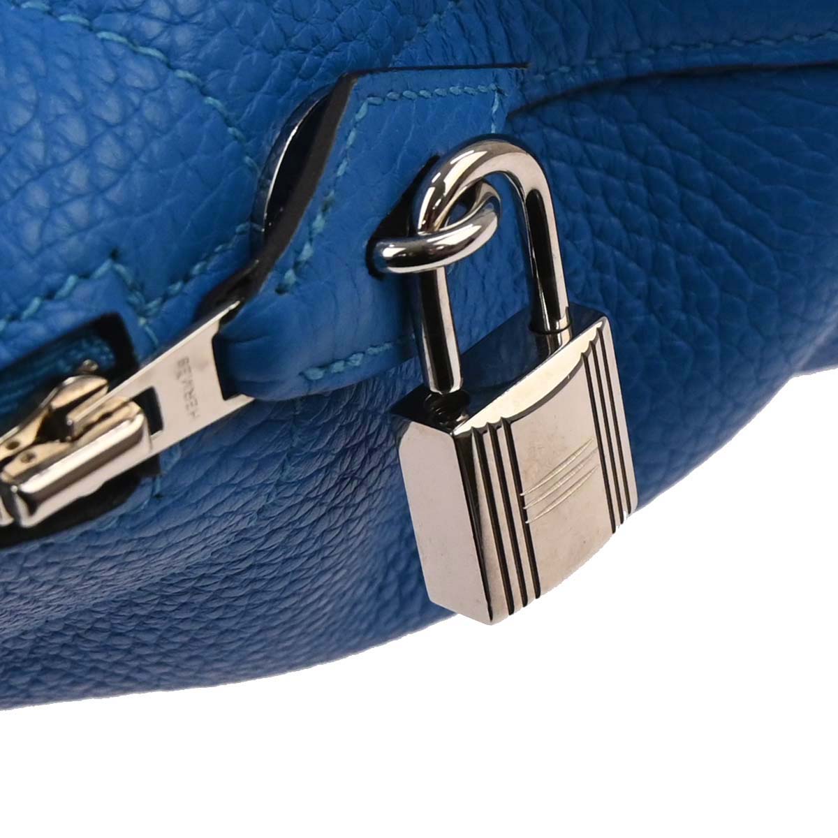 Hermes Blue Hydra Taurillon Clemence Bolide 31 2way Shoulder Handbag