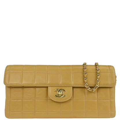 Chanel Beige Lambskin East West Choco Bar Shoulder Bag