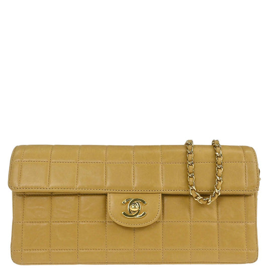 Chanel Beige Lambskin East West Choco Bar Shoulder Bag