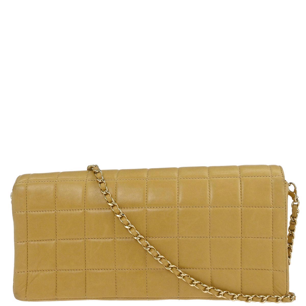 Chanel Beige Lambskin East West Choco Bar Shoulder Bag