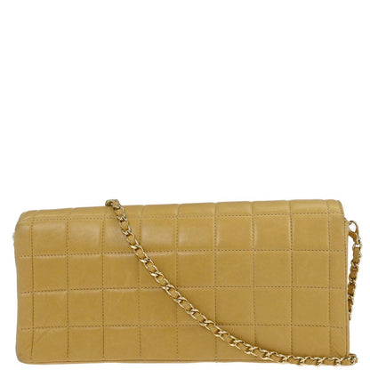 Chanel Beige Lambskin East West Choco Bar Shoulder Bag