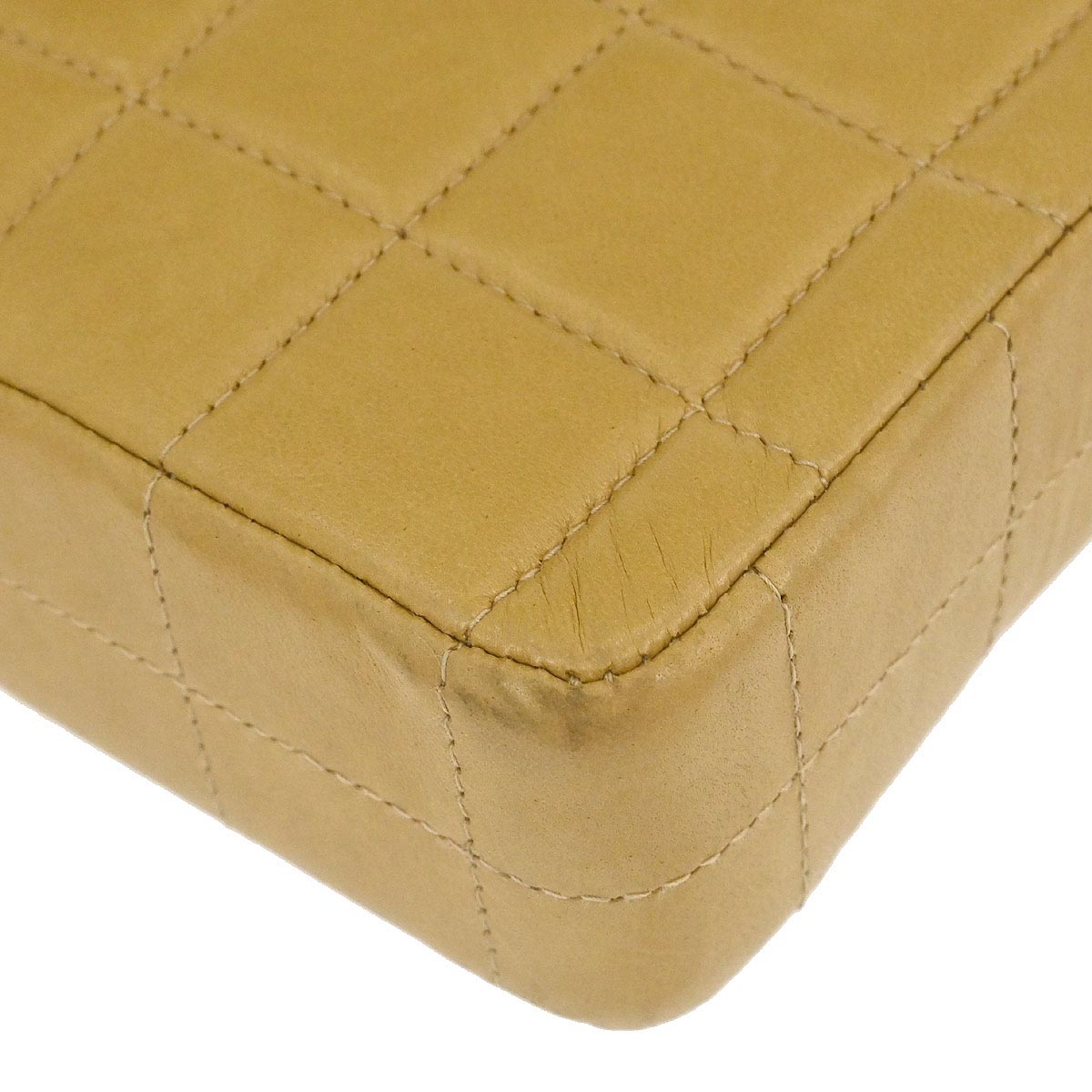 Chanel Beige Lambskin East West Choco Bar Shoulder Bag