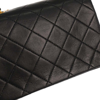 Chanel 1989-1991 Black Lambskin Straight Flap Shoulder Bag