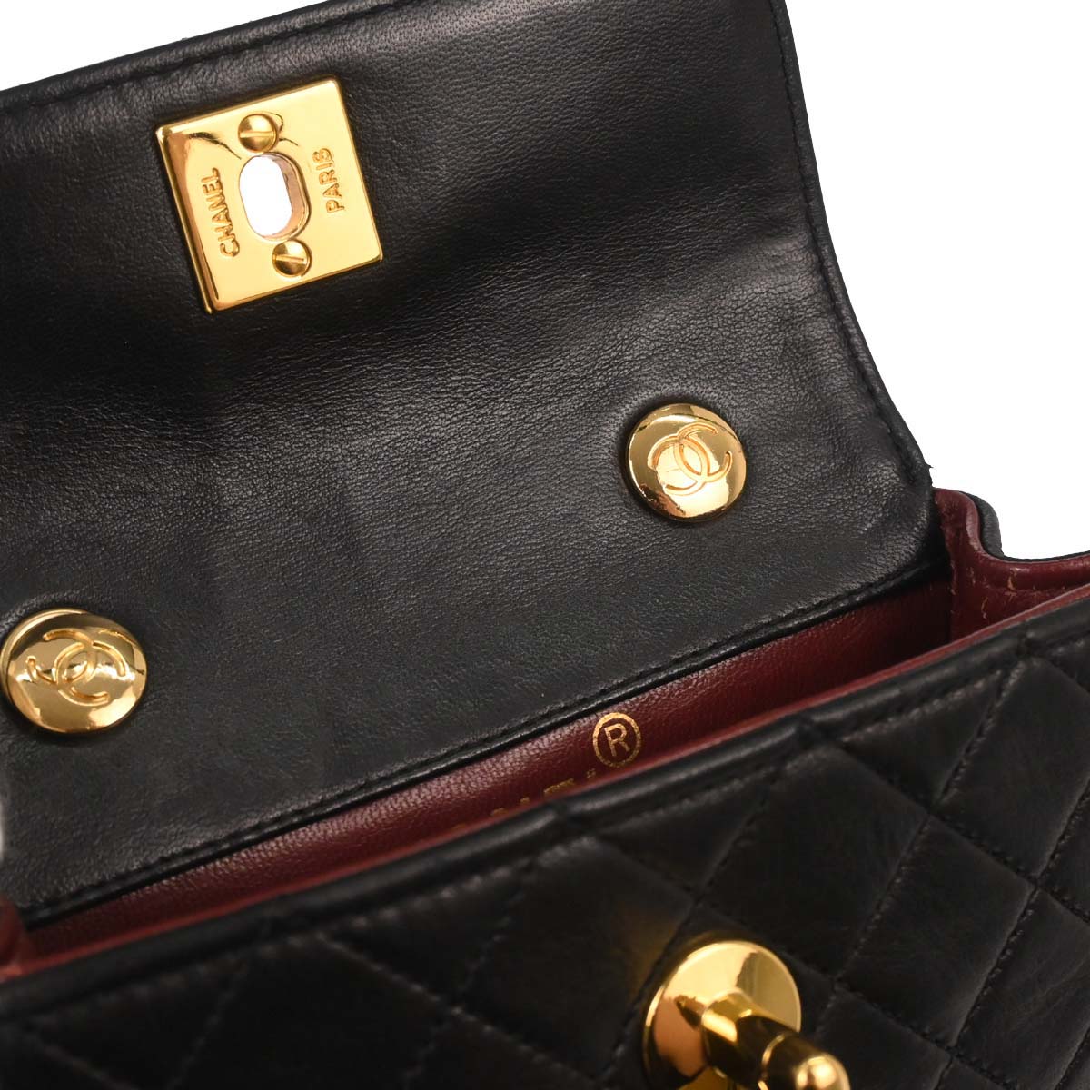 Chanel 1989-1991 Black Lambskin Straight Flap Shoulder Bag