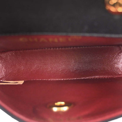 Chanel 1989-1991 Black Lambskin Straight Flap Shoulder Bag