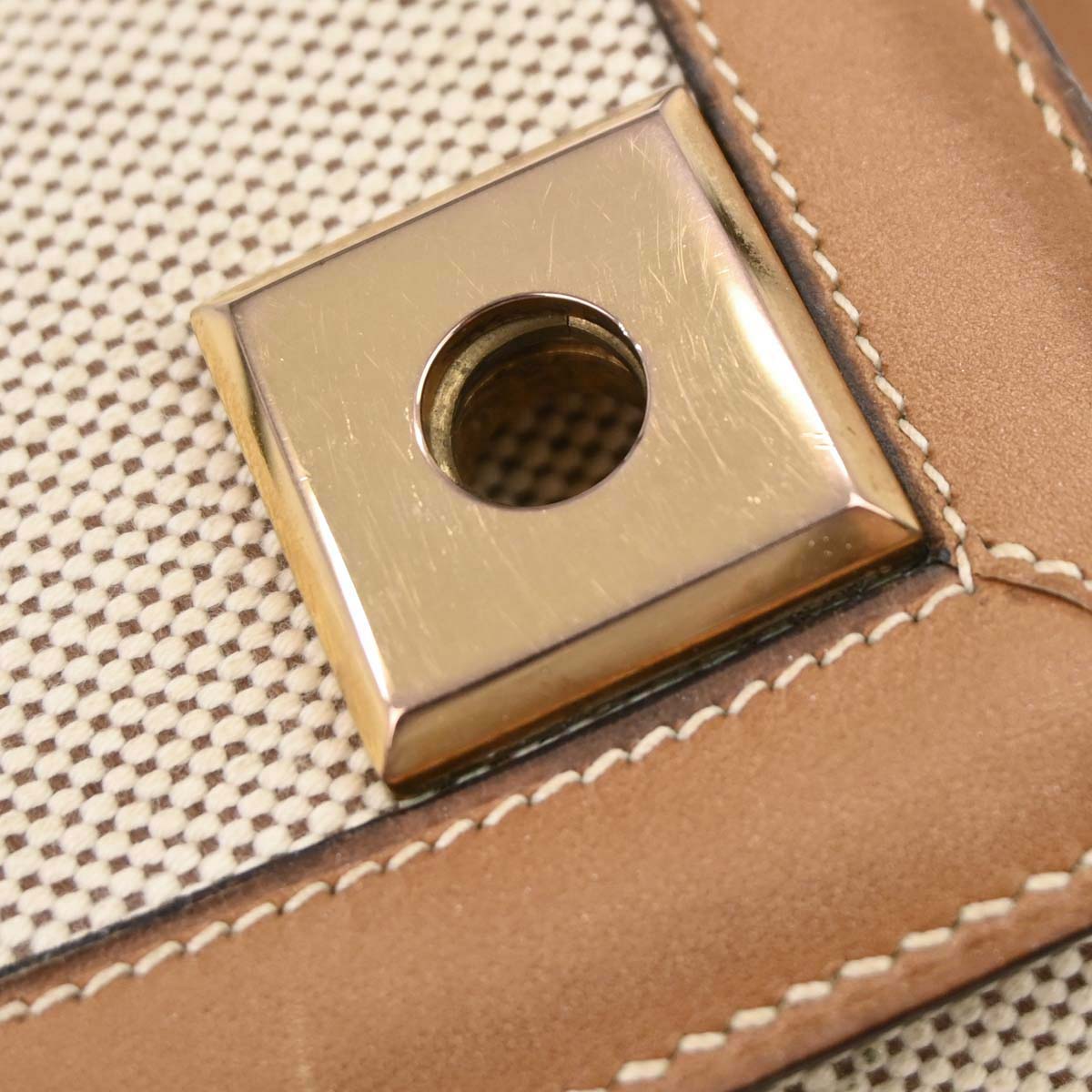 Hermes Natural Toile H Vache Piano Handbag