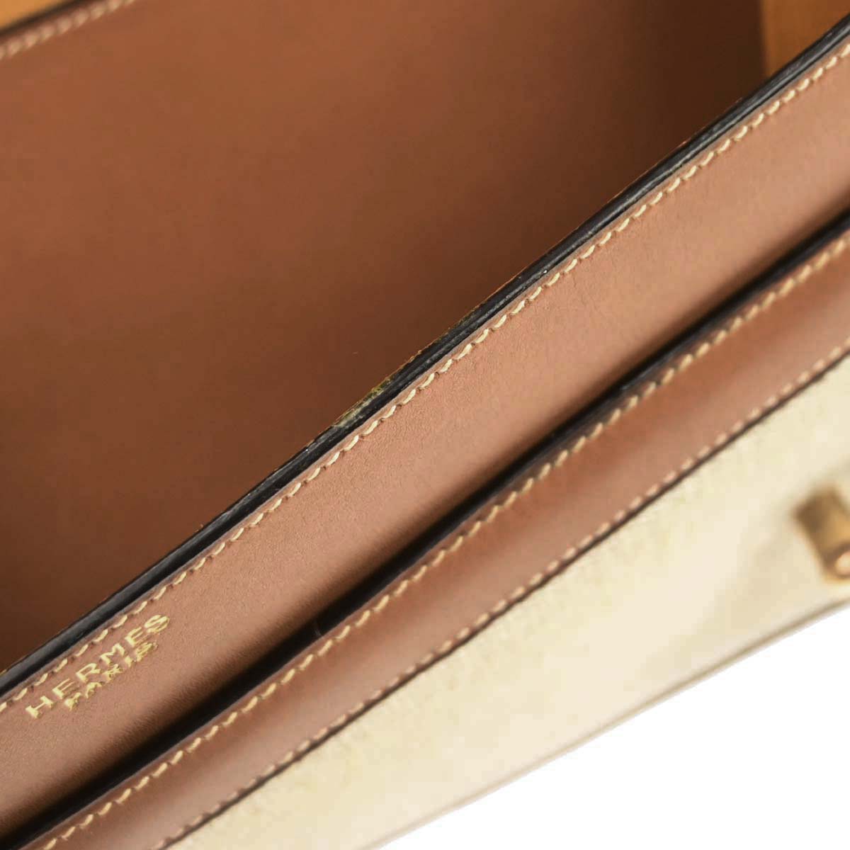 Hermes Natural Toile H Vache Piano Handbag