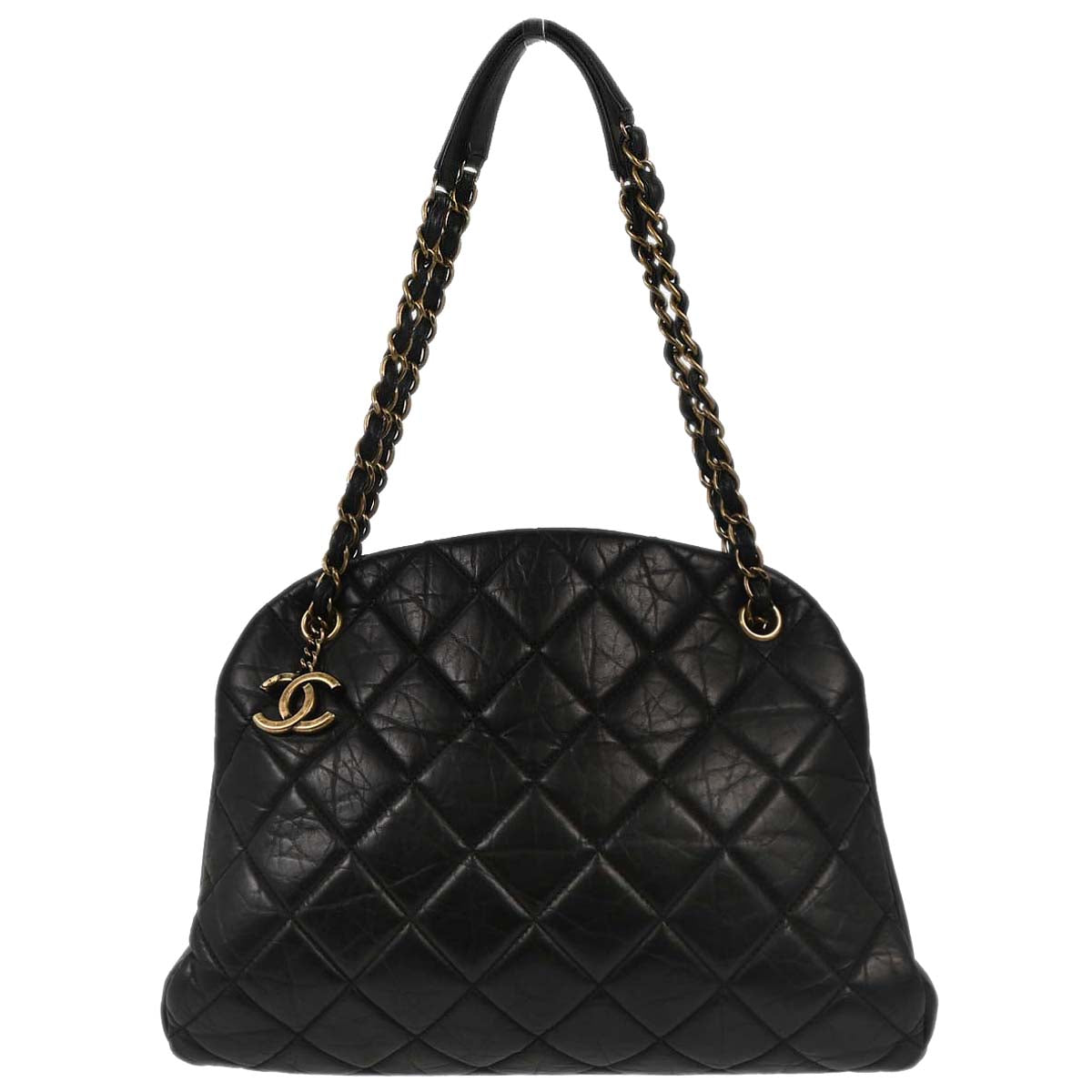 Chanel 2012 Black Calfskin Large Mademoiselle Bowling Bag
