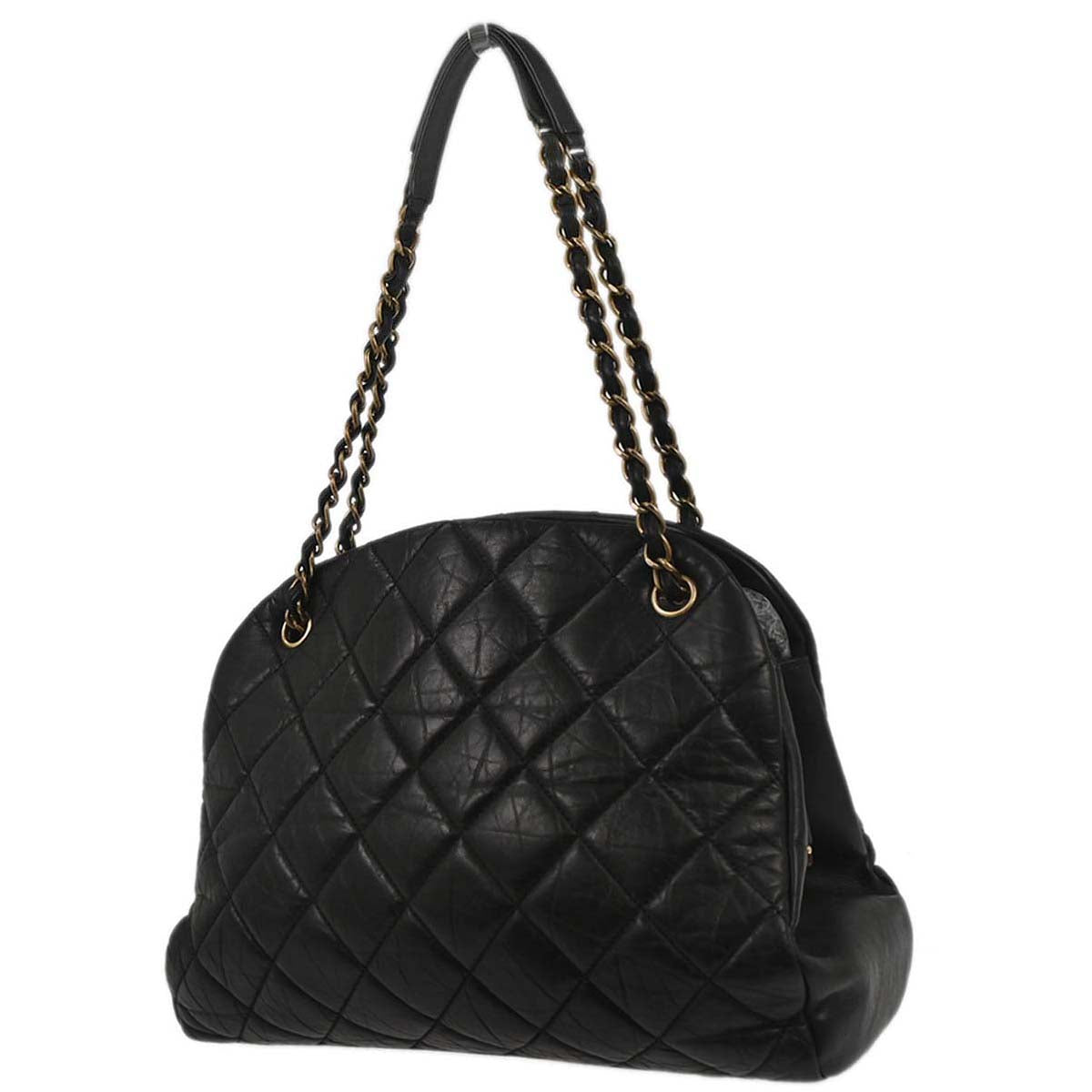 Chanel 2012 Black Calfskin Large Mademoiselle Bowling Bag