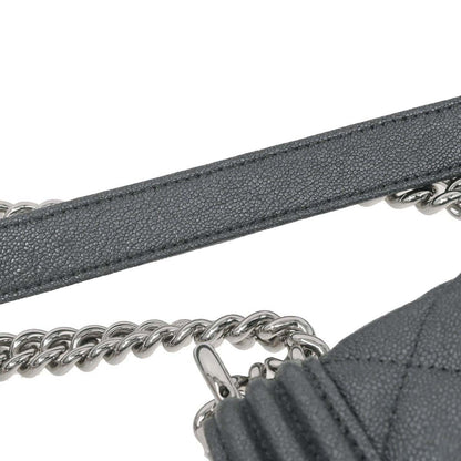 Boy Chanel 2019 Metallic Silver Caviar Skin North South Boy Flap Shoulder Bag