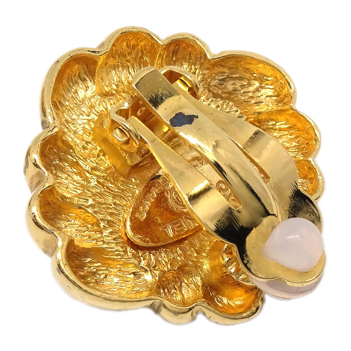 Chanel Rhombus Clip-On Earrings Gold Turquoise 2383