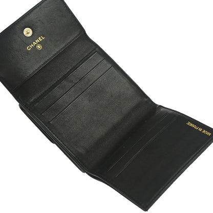 Chanel 2002-2003 Black Caviar Skin Bifold Wallet Purse