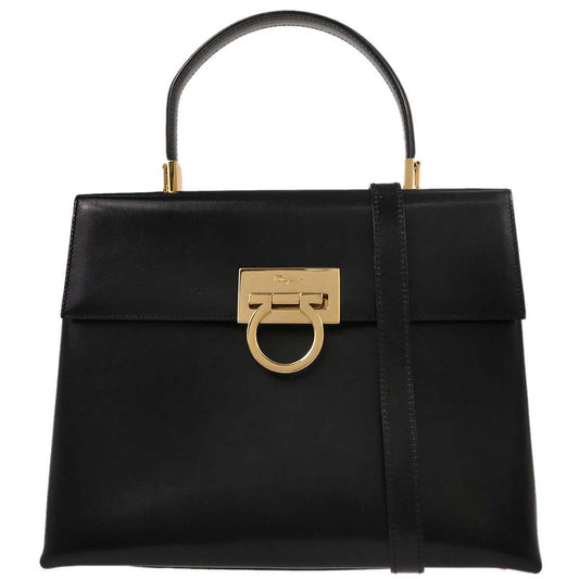 Salvatore Ferragamo Black Gancini 2way Shoulder Handbag