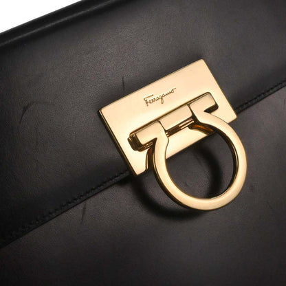 Salvatore Ferragamo Black Gancini 2way Shoulder Handbag