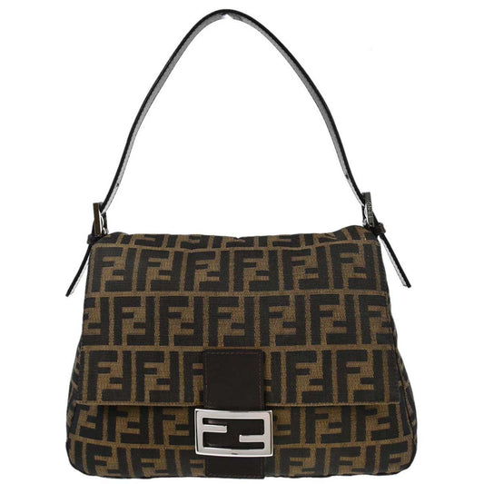 Fendi Brown Canvas Zucca Mamma Baguette Handbag