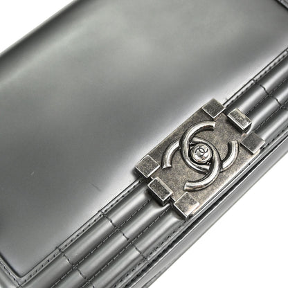 Boy Chanel 2012 Gray Patent Leather Medium Shoulder Bag