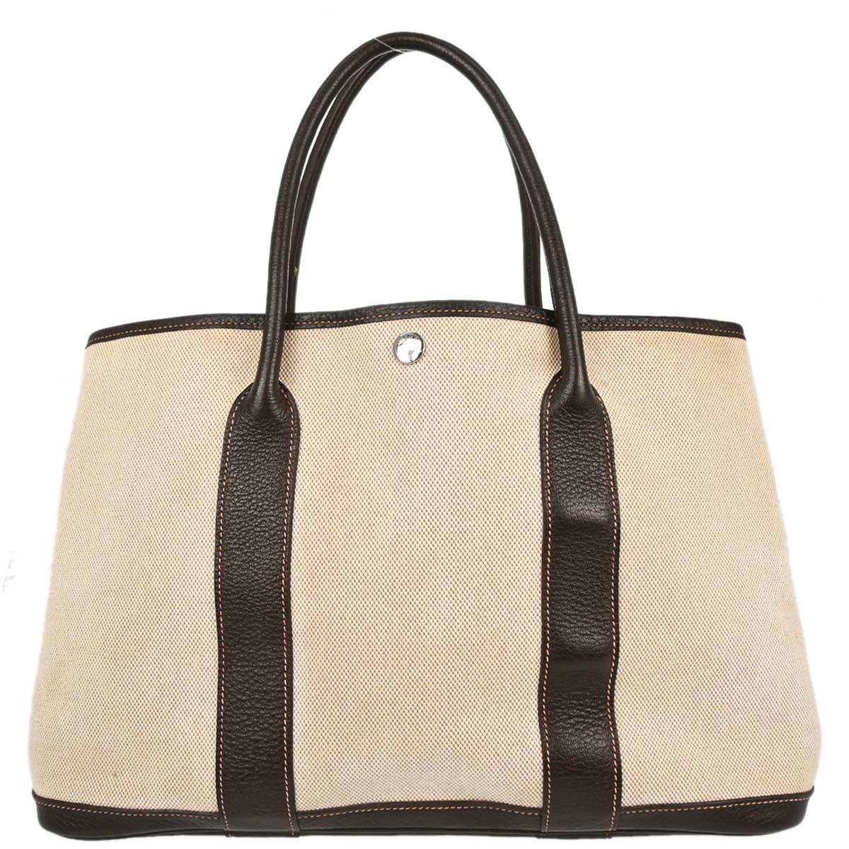 Hermes Beige Toile H Buffle Garden Party 36 PM Tote Handbag