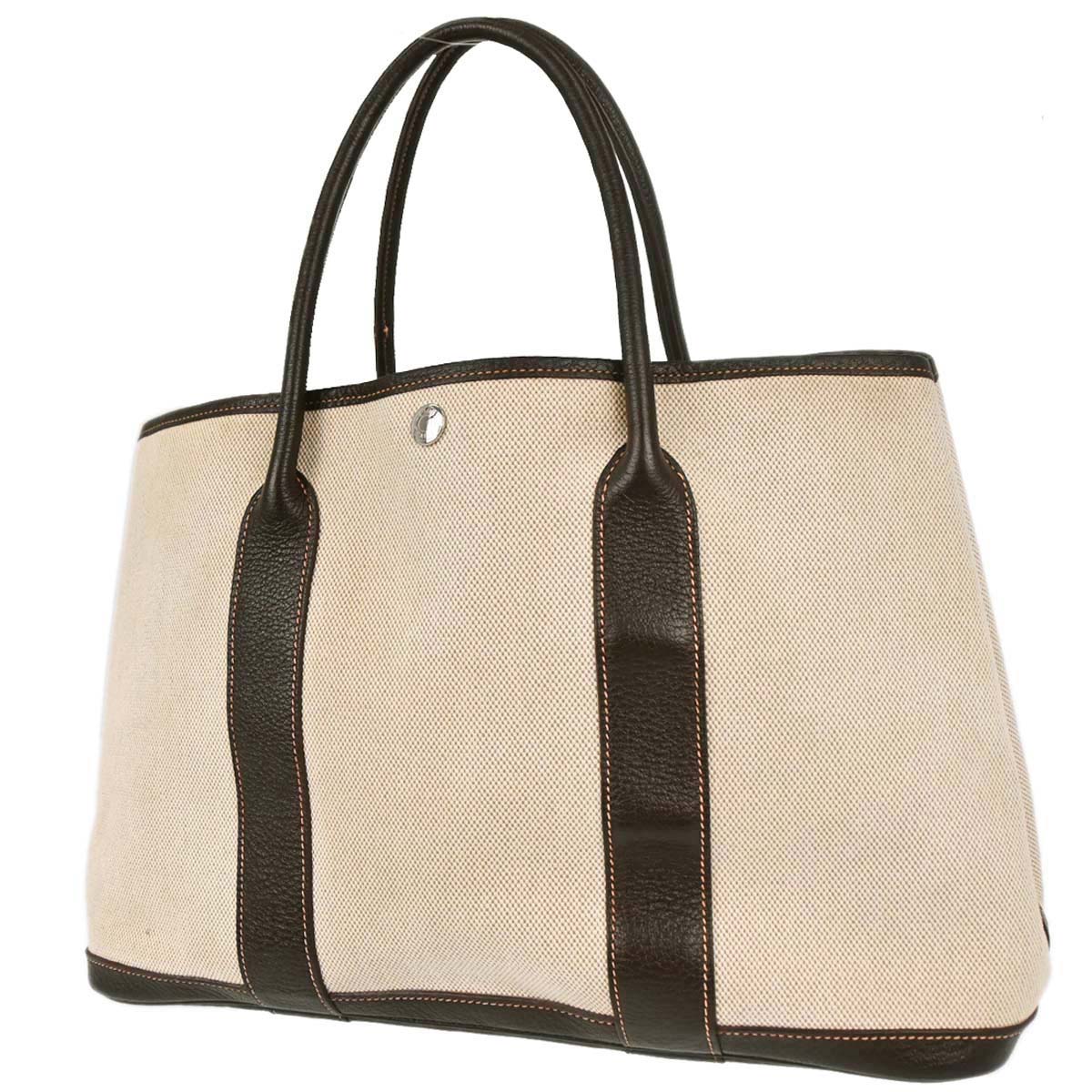Hermes Beige Toile H Buffle Garden Party 36 PM Tote Handbag