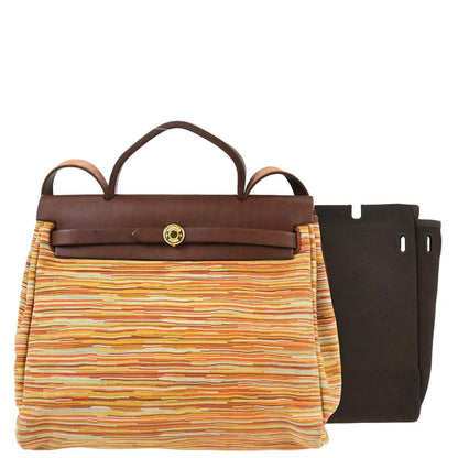 Hermes Brown Vibrato Toile Officier Herbag PM 2 in 1 Shoulder Handbag