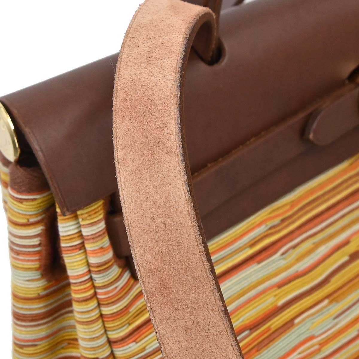 Hermes Brown Vibrato Toile Officier Herbag PM 2 in 1 Shoulder Handbag