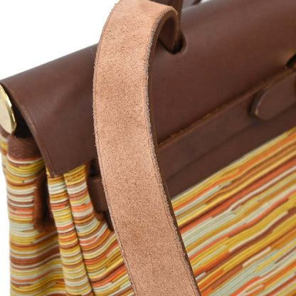 Hermes Brown Vibrato Toile Officier Herbag PM 2 in 1 Shoulder Handbag