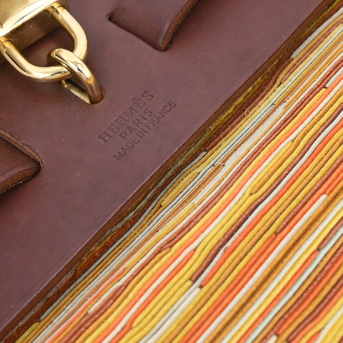 Hermes Brown Vibrato Toile Officier Herbag PM 2 in 1 Shoulder Handbag