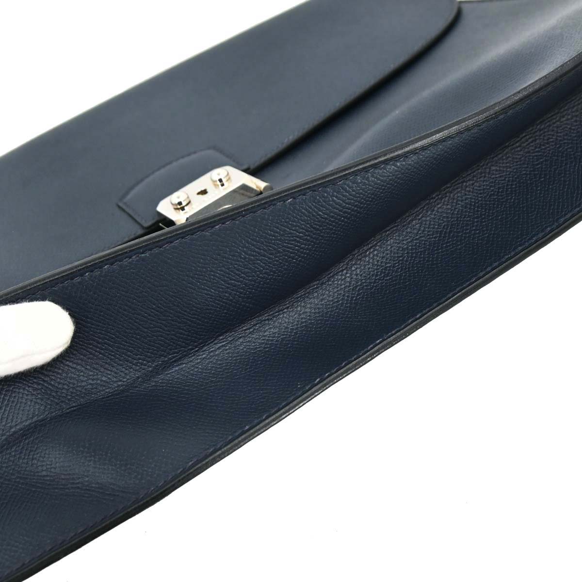 Hermes Navy Courchevel Sac a Depeches Clutch Bag